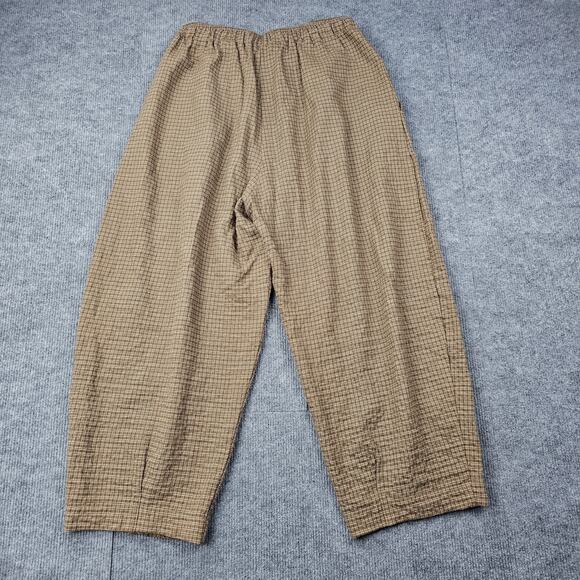 Mama B Pants Womens Large Brown Check Trouser Pull On Academia Lagenlook Classic - Picture 2 of 7
